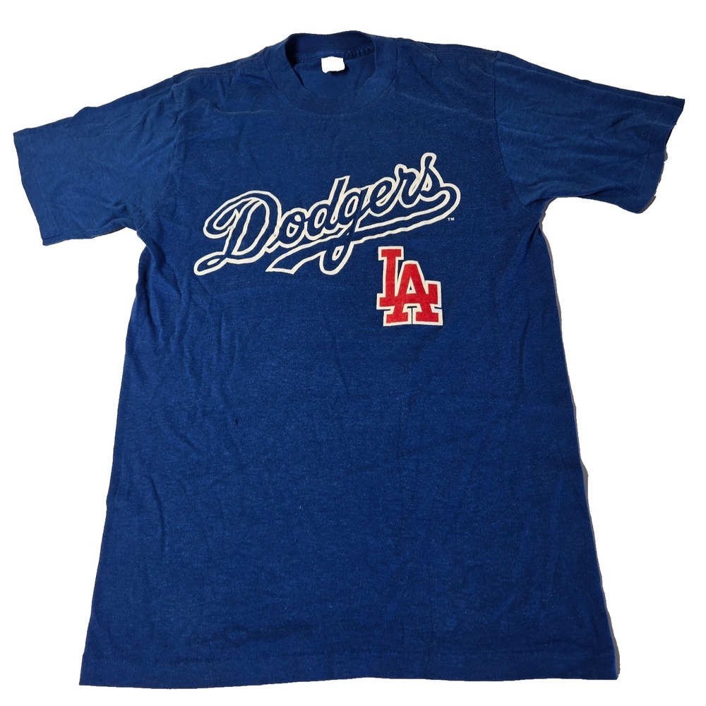 Vintage‎ LA Dodgers Shirt Womens Medium Blue Short Sleeve MLB Baseball 80s